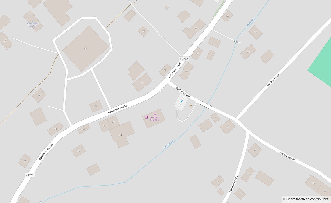 Kartenausschnitt von Oederan-Gahlenz. Der Betriebssitz liegt an der Gahlenzer Straße 66 neben dem Dorfplatz.